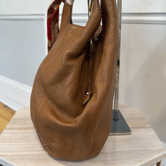 Michael Kors Bag Fulton Large Brown Pebbled Leather Logo Strap Shoulder Bag - Picture 7 of 17